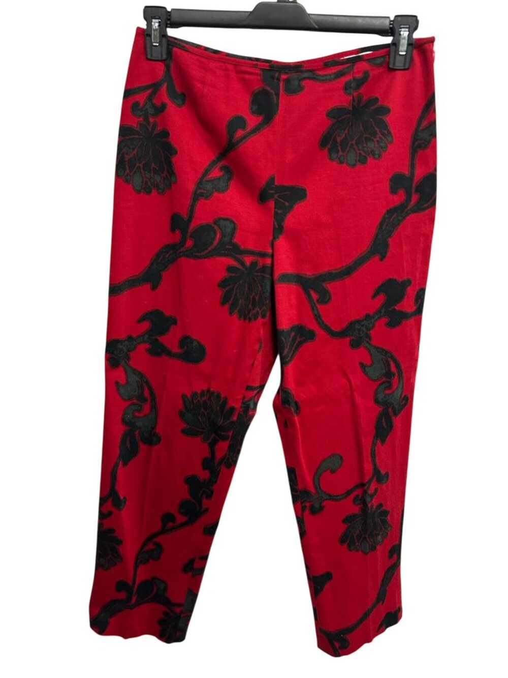 Sigrid Olsen Sport 10 Red Black Floral Pants Cotton Blend  Statement Style Boho